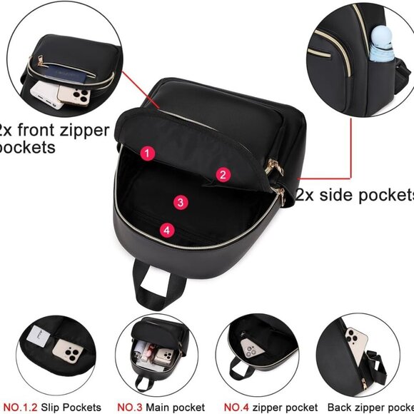 Mini Backpack Purse for Women PU Leather Small Casual Travel Daypack - Picture 5 of 7